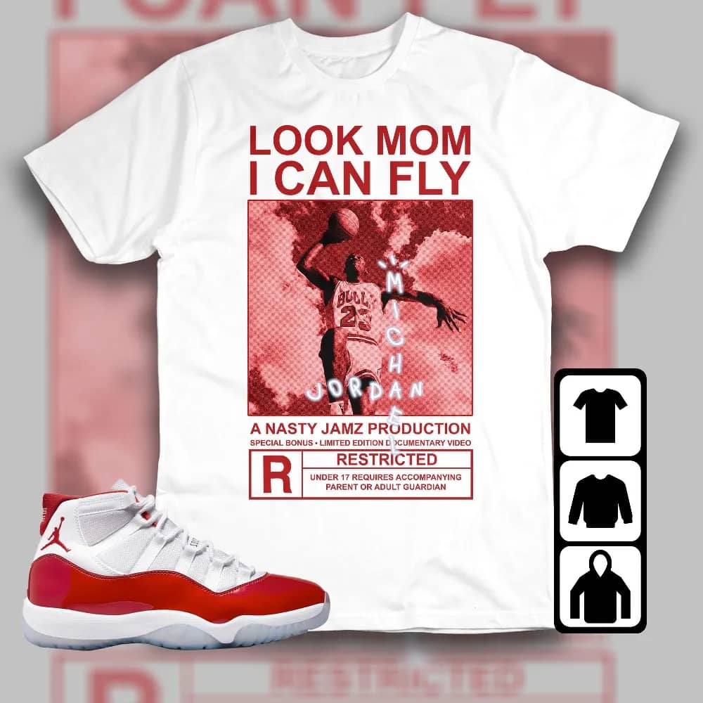 Inktee Store - Jordan 11 Cherry Unisex T-Shirt - Mj Can Fly - Sneaker Match Tees Image