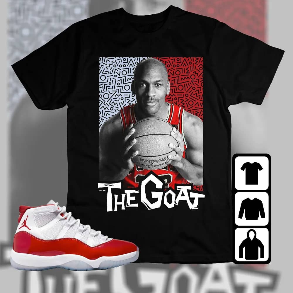 Inktee Store - Jordan 11 Cherry Unisex T-Shirt - The Goat Doodle - Sneaker Match Tees Image