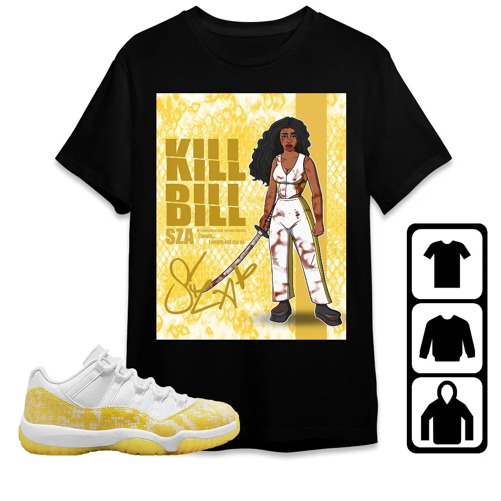 Inktee Store - Jordan 11 Low Yellow Snakeskin Unisex T-Shirt - Sza Kill Bill - Sneaker Match Tees Image