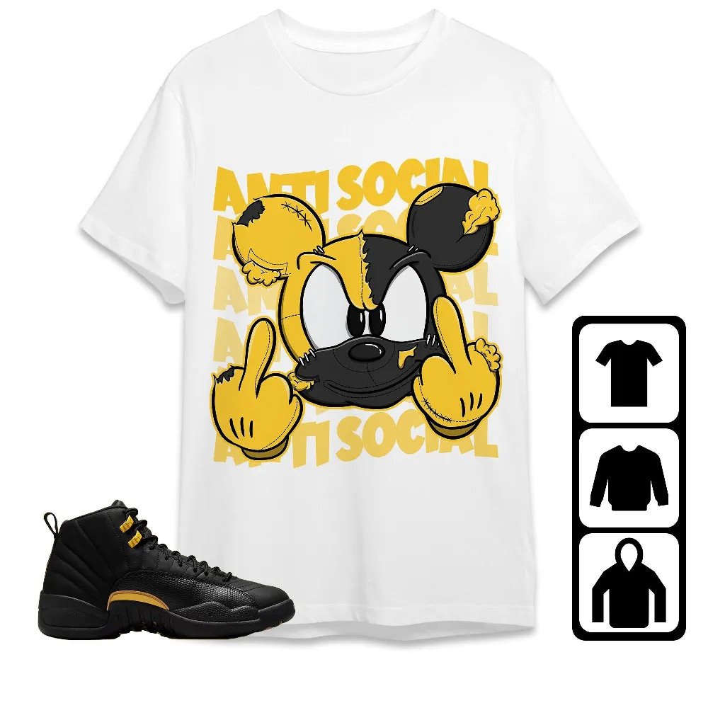 Inktee Store - Jordan 12 Black Taxi Unisex T-Shirt - Anti Social Mickey - Sneaker Match Tees Image