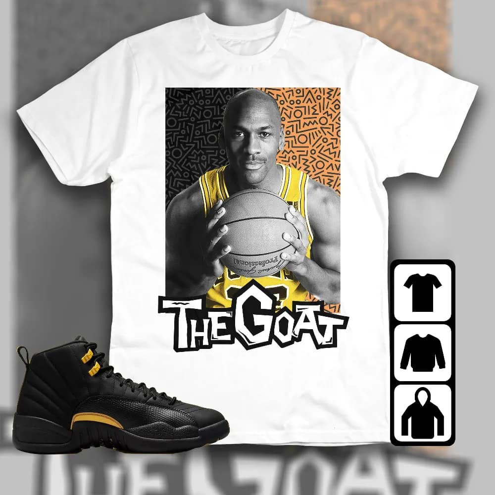 Inktee Store - Jordan 12 Black Taxi Unisex T-Shirt - The Goat Doodle - Sneaker Match Tees Image
