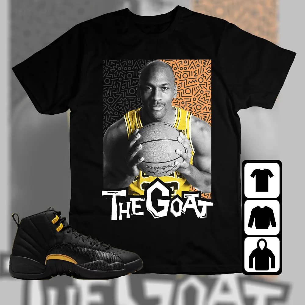 Inktee Store - Jordan 12 Black Taxi Unisex T-Shirt - The Goat Doodle - Sneaker Match Tees Image