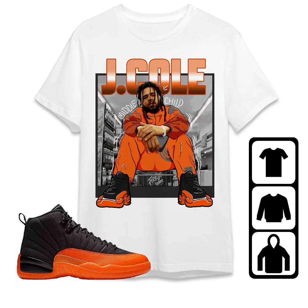 Inktee Store - Jordan 12 Brilliant Orange Unisex T-Shirt - Jaycole Middle Child - Sneaker Match Tees Image