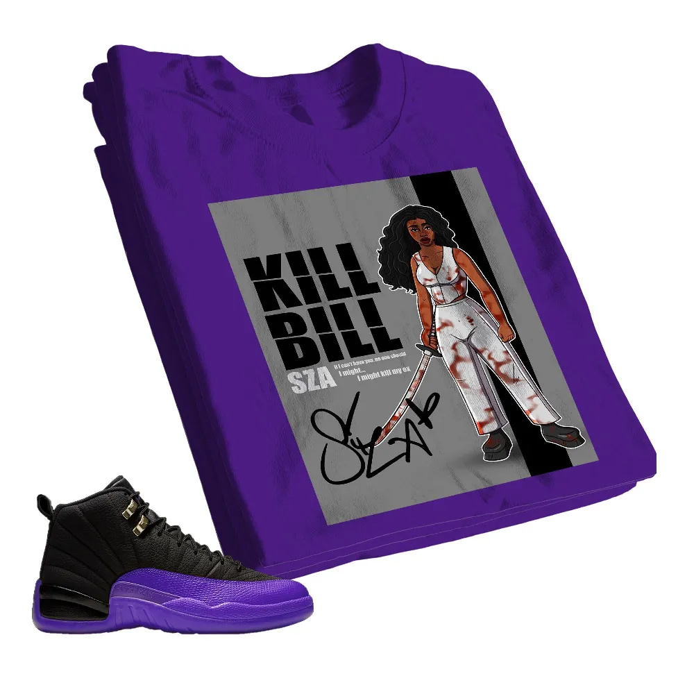 Inktee Store - Jordan 12 Field Purple Unisex Color T-Shirt - Sza Kill Bill - Sneaker Match Tees - Purple Shirt Image