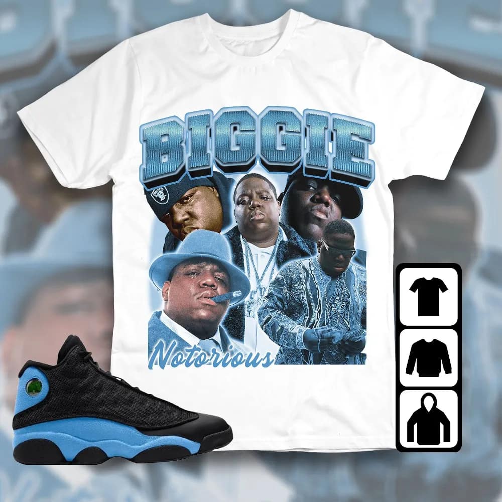Inktee Store - Jordan 13 Black University Blue Unisex T-Shirt - Notorious Big - Sneaker Match Tees Image