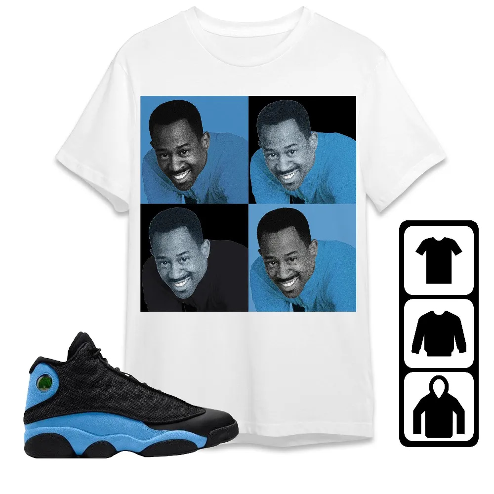 Inktee Store - Jordan 13 Black University Blue Unisex T-Shirt - Martin Colour - Sneaker Match Tees Image