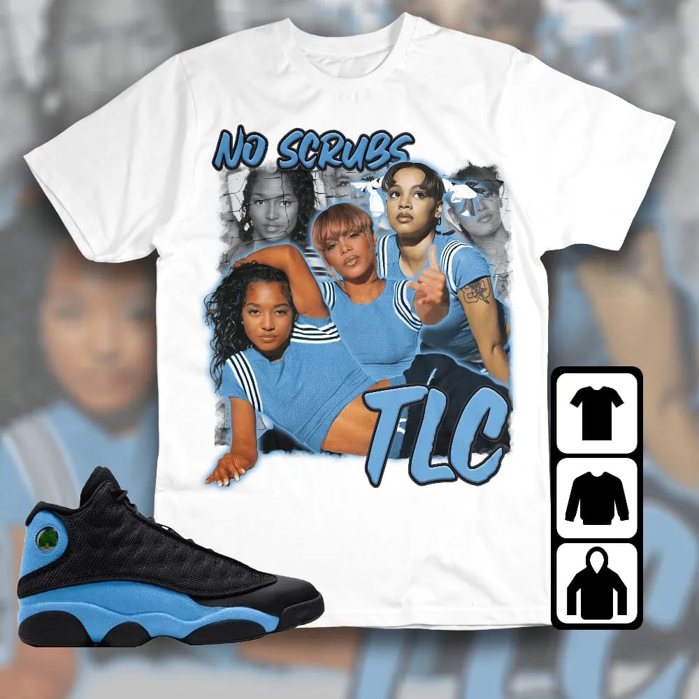 Inktee Store - Jordan 13 Black University Blue Unisex T-Shirt - Tlc - Sneaker Match Tees Image