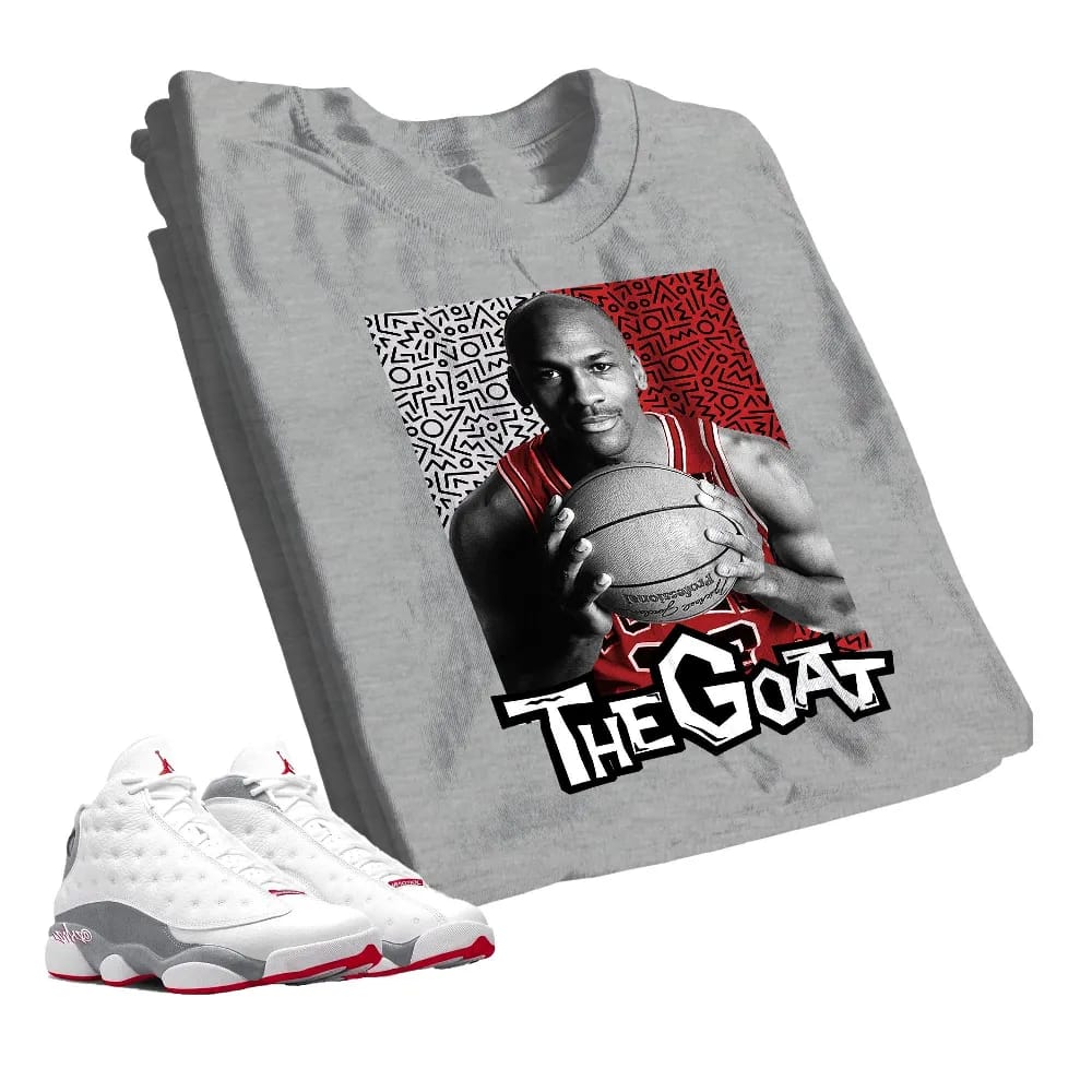 Inktee Store - Jordan 13 Wolf Grey Unisex Color T-Shirt - The Goat Doodle - Sneaker Match Tees Image