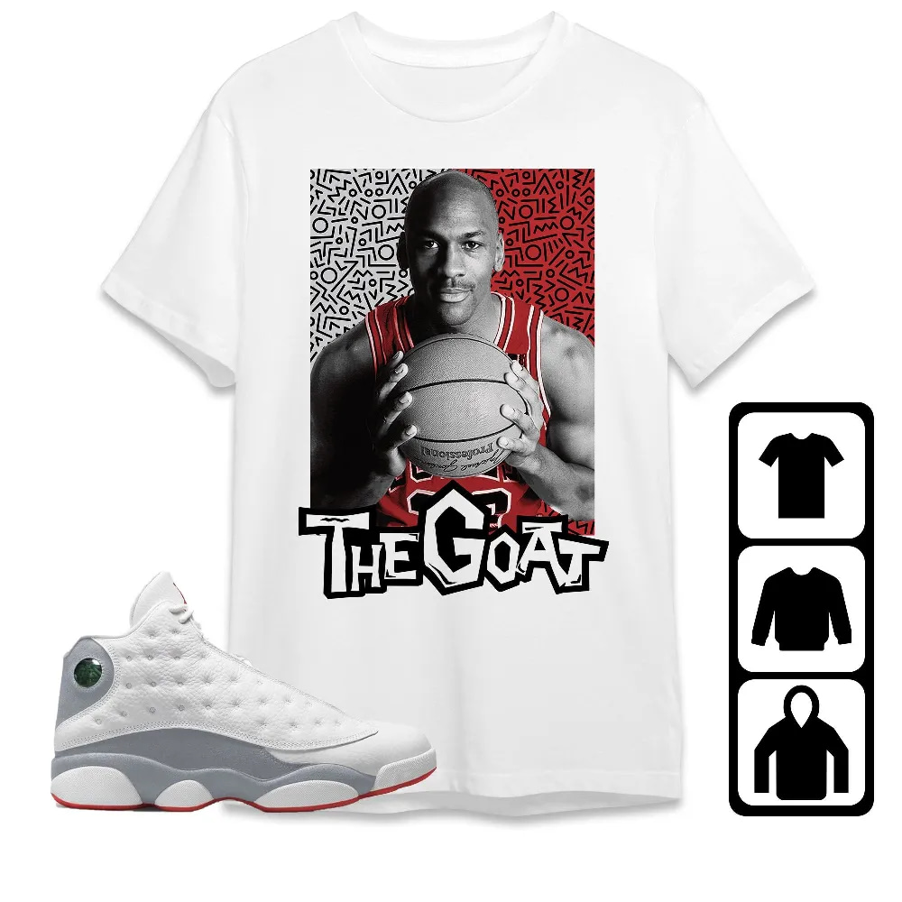 Inktee Store - Jordan 13 Wolf Grey Unisex T-Shirt - The Goat Doodle - Sneaker Match Tees Image