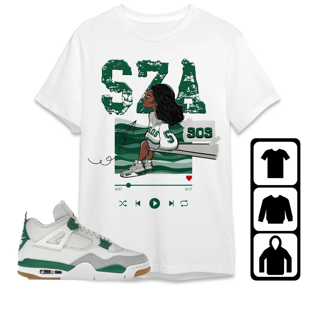 Inktee Store - Jordan 4 Sb Pine Green Unisex T-Shirt - Sza Sos - Sneaker Match Tees Image