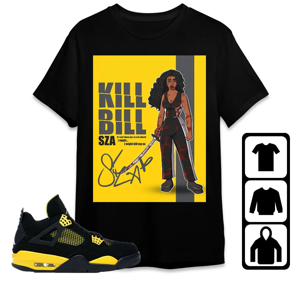 Inktee Store - Jordan 4 Thunder Unisex T-Shirt - Sza Kill Bill - Sneaker Match Tees Image