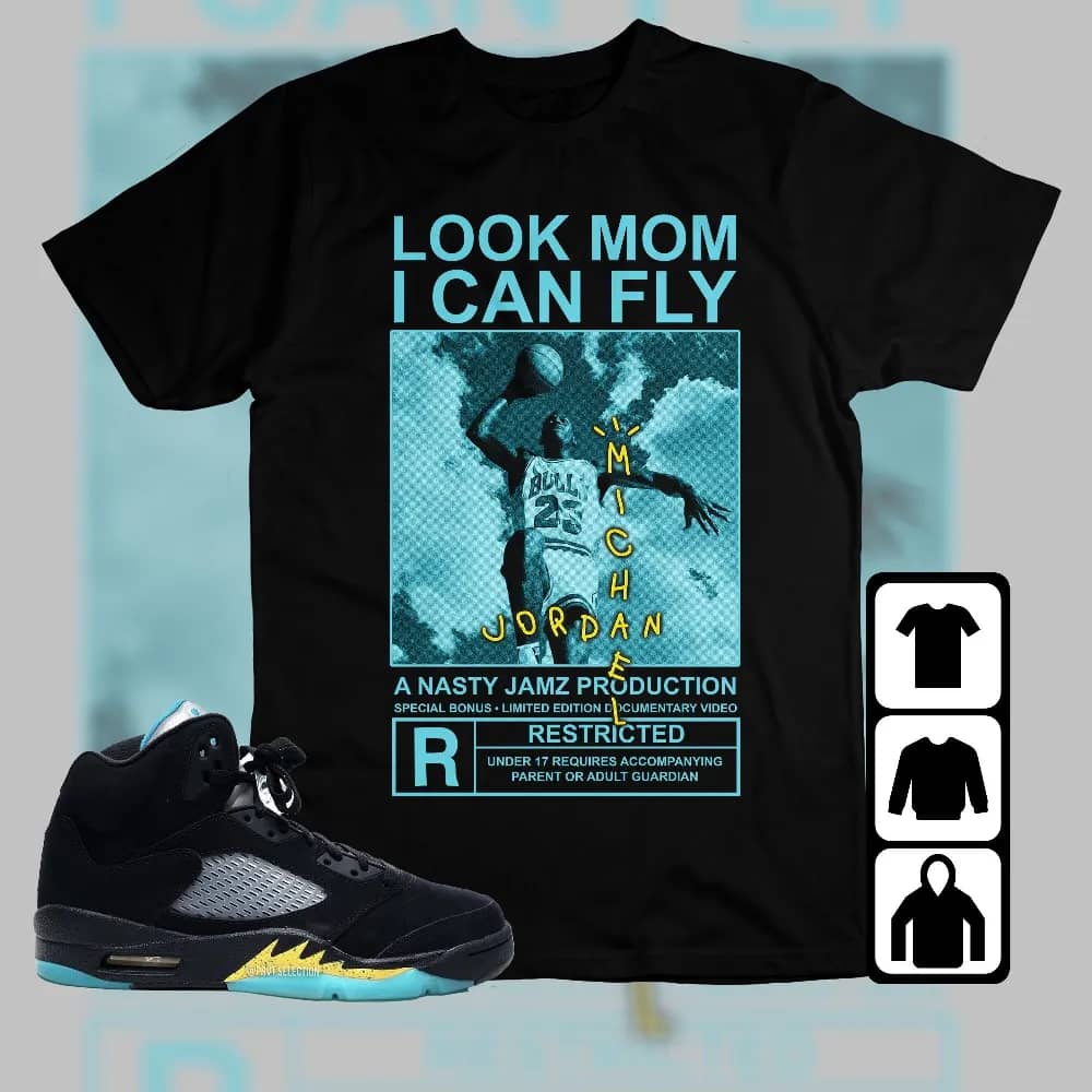 Inktee Store - Jordan 5 Aqua Unisex T-Shirt - Mj Can Fly - Sneaker Match Tees Image