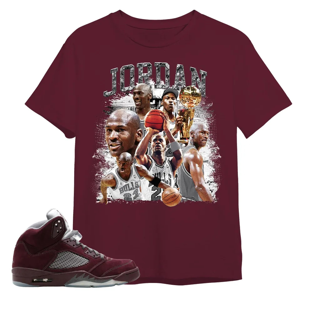 Inktee Store - Jordan 5 Burgundy Unisex Color T-Shirt - Sneaker Match Tees Image