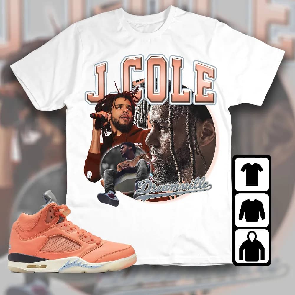 Inktee Store - Jordan 5 Crimson Bliss Unisex T-Shirt - Cole Rapper - Sneaker Match Tees Image