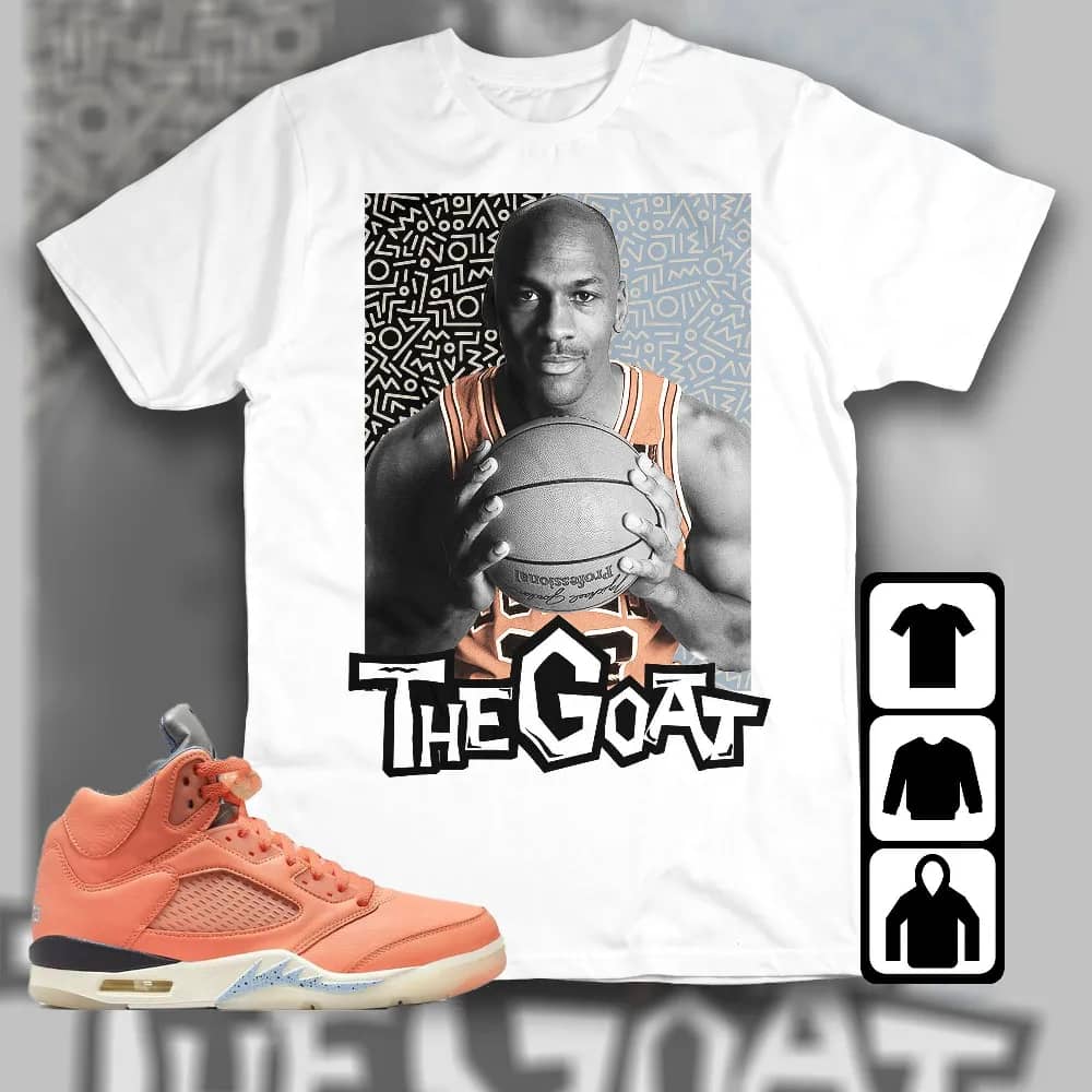 Inktee Store - Jordan 5 Crimson Bliss Unisex T-Shirt - The Goat Doodle - Sneaker Match Tees Image