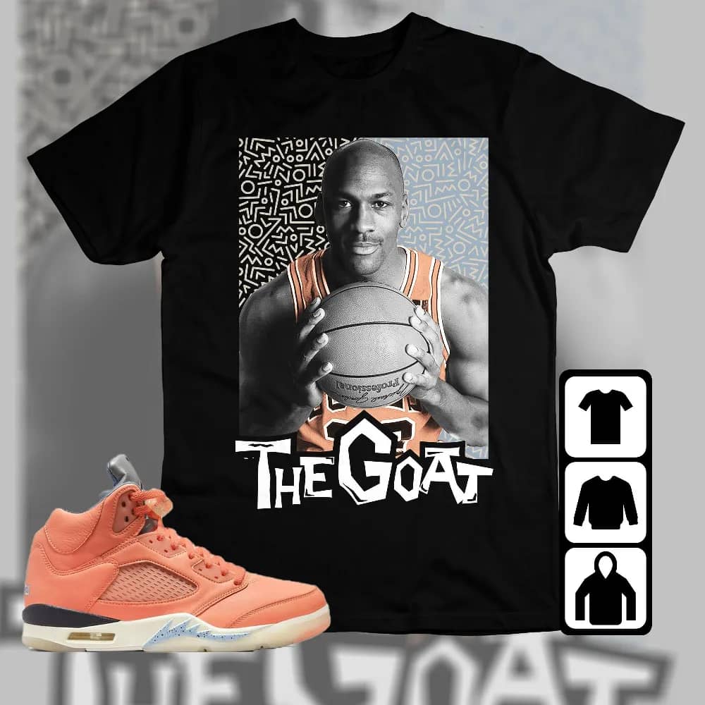 Inktee Store - Jordan 5 Crimson Bliss Unisex T-Shirt - The Goat Doodle - Sneaker Match Tees Image