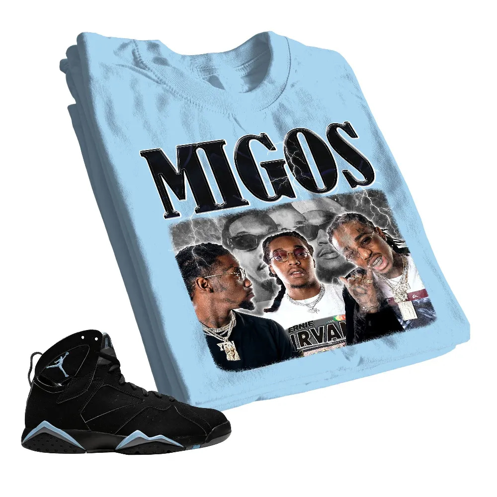 Inktee Store - Jordan 7 Chambray Unisex Color T-Shirt - Migos - Sneaker Match Tees - Light Blue Image