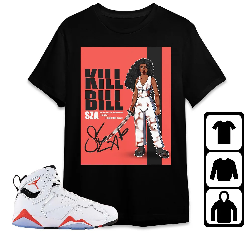 Inktee Store - Jordan 7 White Infrared Unisex T-Shirt - Sza Kill Bill - Sneaker Match Tees Image