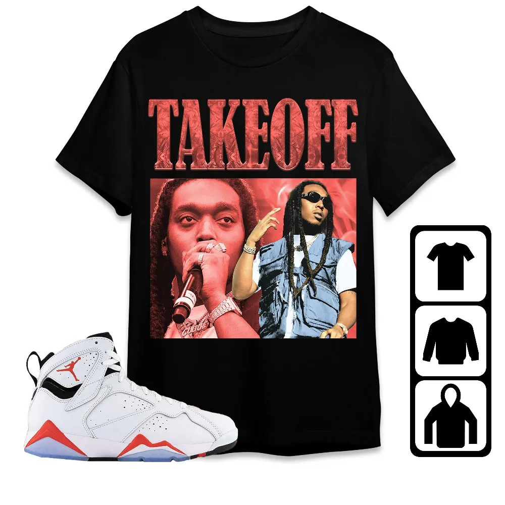 Inktee Store - Jordan 7 White Infrared Unisex T-Shirt - Takeoff Portrait - Sneaker Match Tees Image
