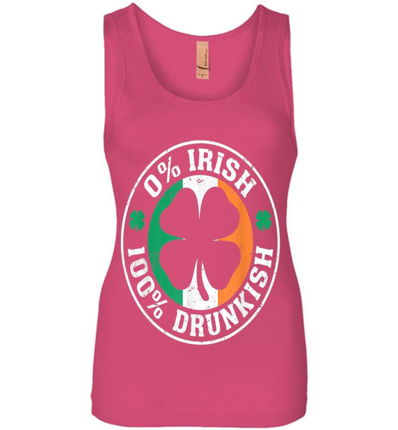 Inktee Store - 0% Irish 100% Drunkish Funny Saint Patrick'S Day Drinking Womens Jersey Tank Top Image