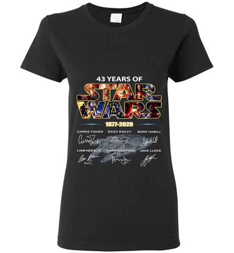 43Rd Years Of Star Wars 1977-2020 Carrie Fisher Signature Womens T-Shirt