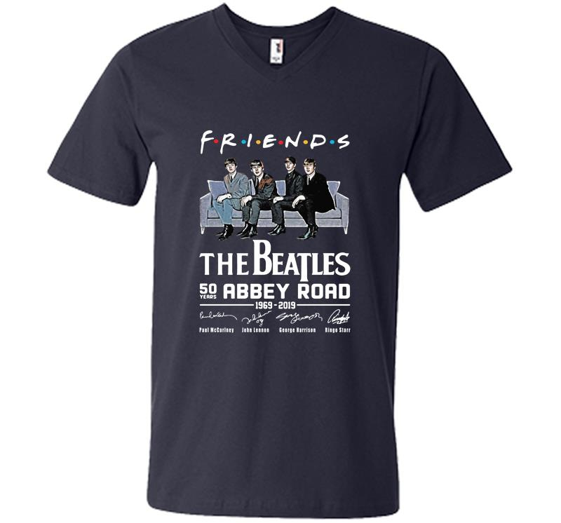 Inktee Store - 50Th Abbey Road Years The Beatles Friends Tv Show 1969-2019 Signature V-Neck T-Shirt Image