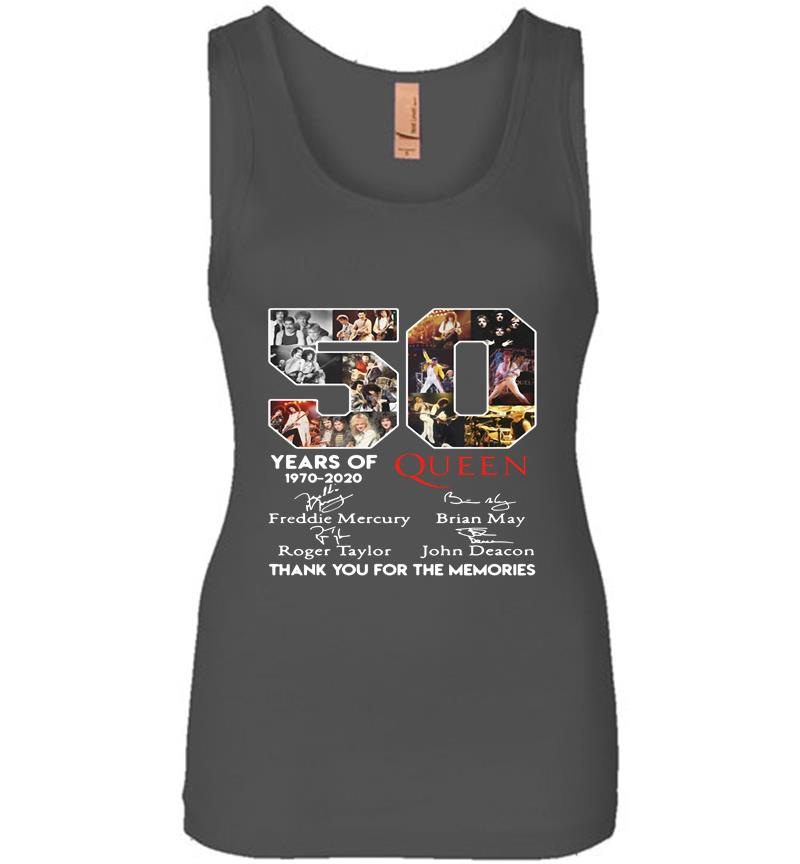 Inktee Store - 50Th Years Of Queen Band 1970-2020 Signature Thank You For The Memories Womens Jersey Tank Top Image