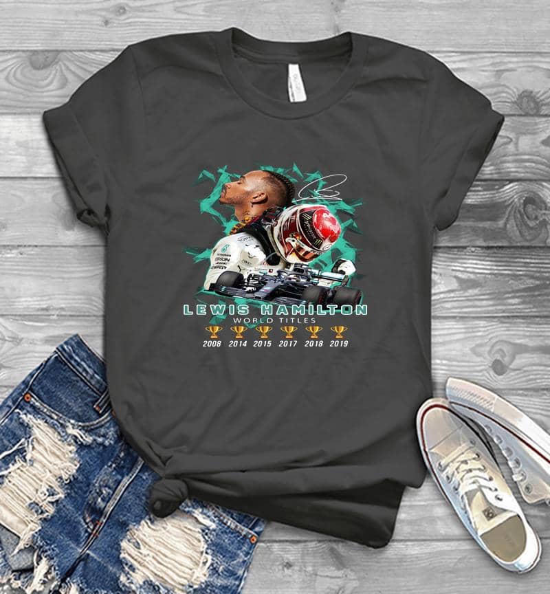 Inktee Store - 6Th Champions Lewis Hamilton World Titles Mens T-Shirt Image