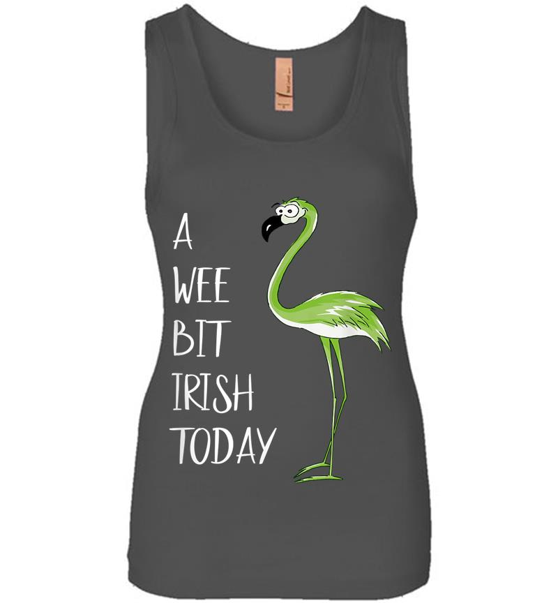 Inktee Store - A Wee Bit Irish Today Green Flamingo St Pattys Day Womens Jersey Tank Top Image