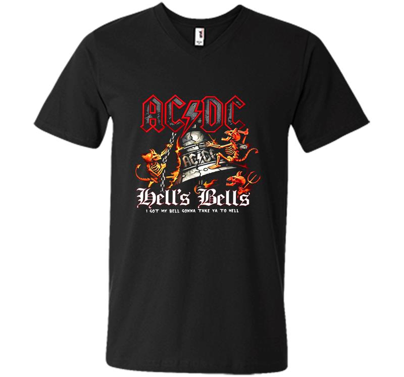 Acdc Hell’s Bells I Got My Bell Gonna Take You To Hell V-Neck T-Shirt