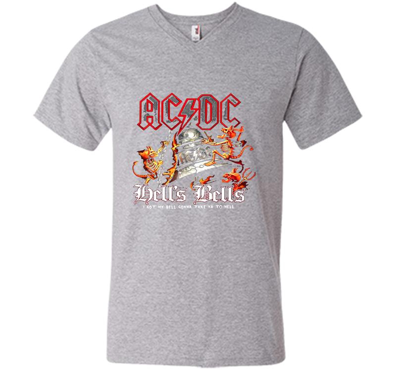 Inktee Store - Acdc Hell’s Bells I Got My Bell Gonna Take You To Hell V-Neck T-Shirt Image