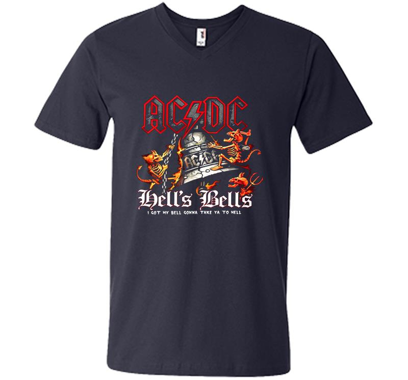 Inktee Store - Acdc Hell’s Bells I Got My Bell Gonna Take You To Hell V-Neck T-Shirt Image