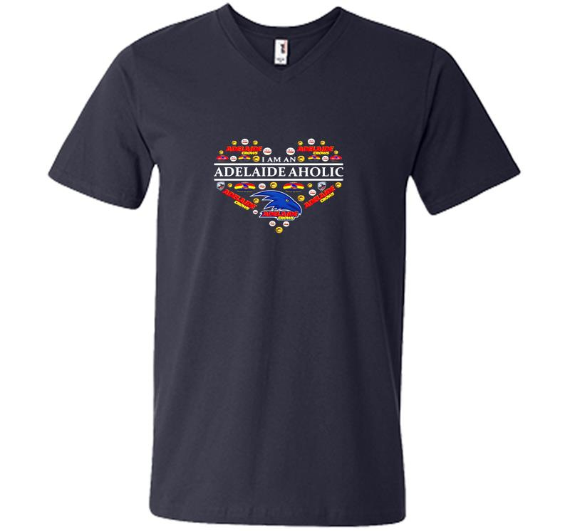 Inktee Store - Adelaide Football Club Adelaide Aholic Heart V-Neck T-Shirt Image