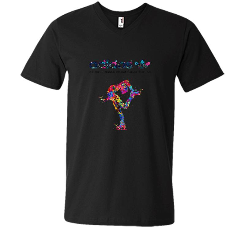 Adidas Logo All Day I Dream About Figure Skating V-Neck T-Shirt