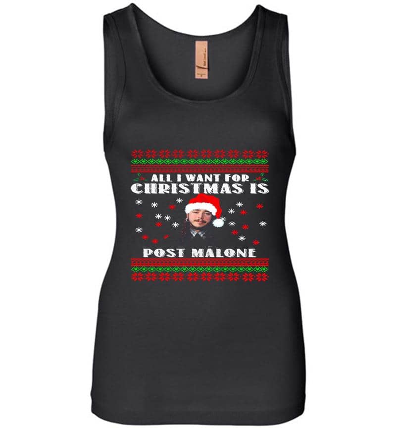 All I Want For Christmas Is Post Malone Santa Womens Jersey Tank Top