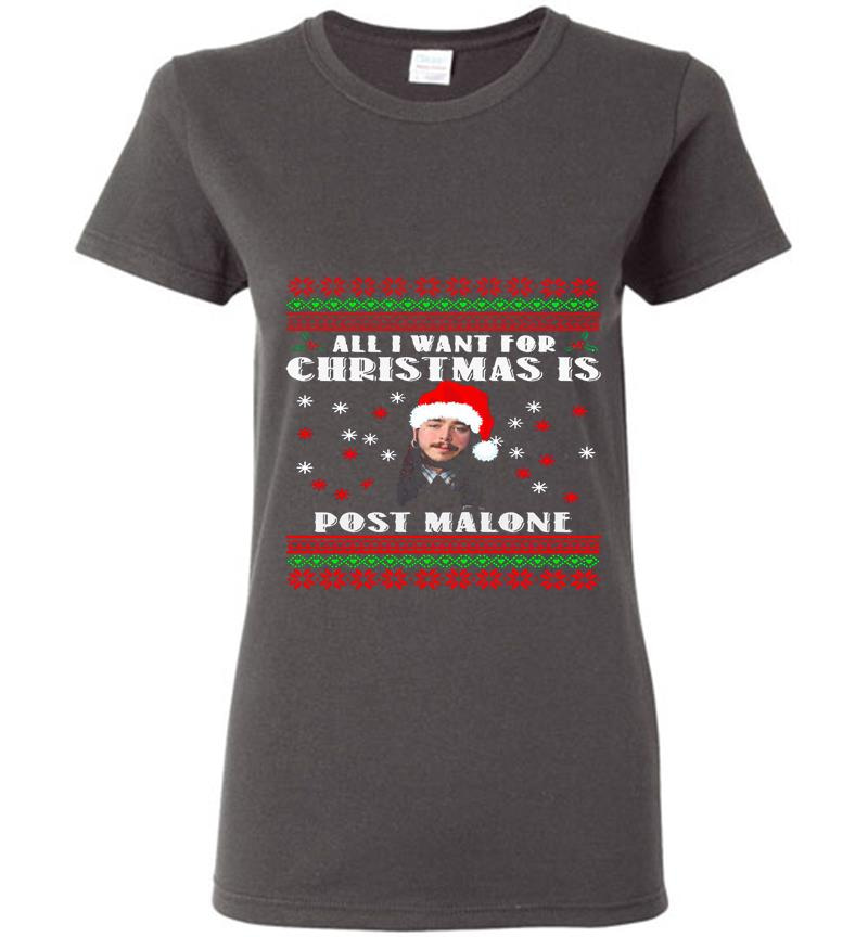 Inktee Store - All I Want For Christmas Is Post Malone Santa Womens T-Shirt Image