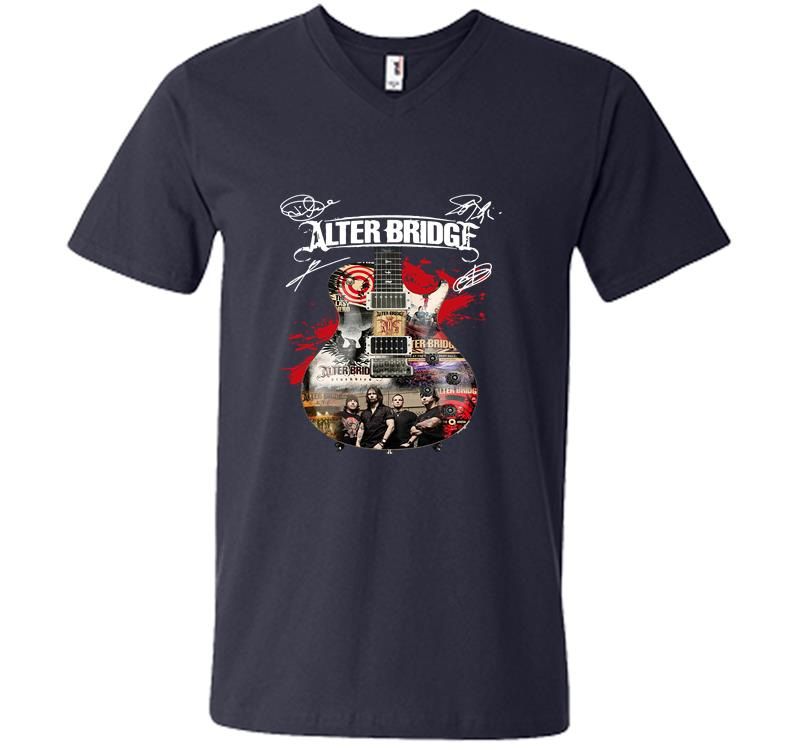 Inktee Store - Alter Bridge Rock Band Guitar Signature V-Neck T-Shirt Image
