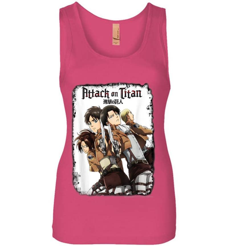 Inktee Store - Attack On Titan Group Swords With Logo Women Jersey Tank Top Image