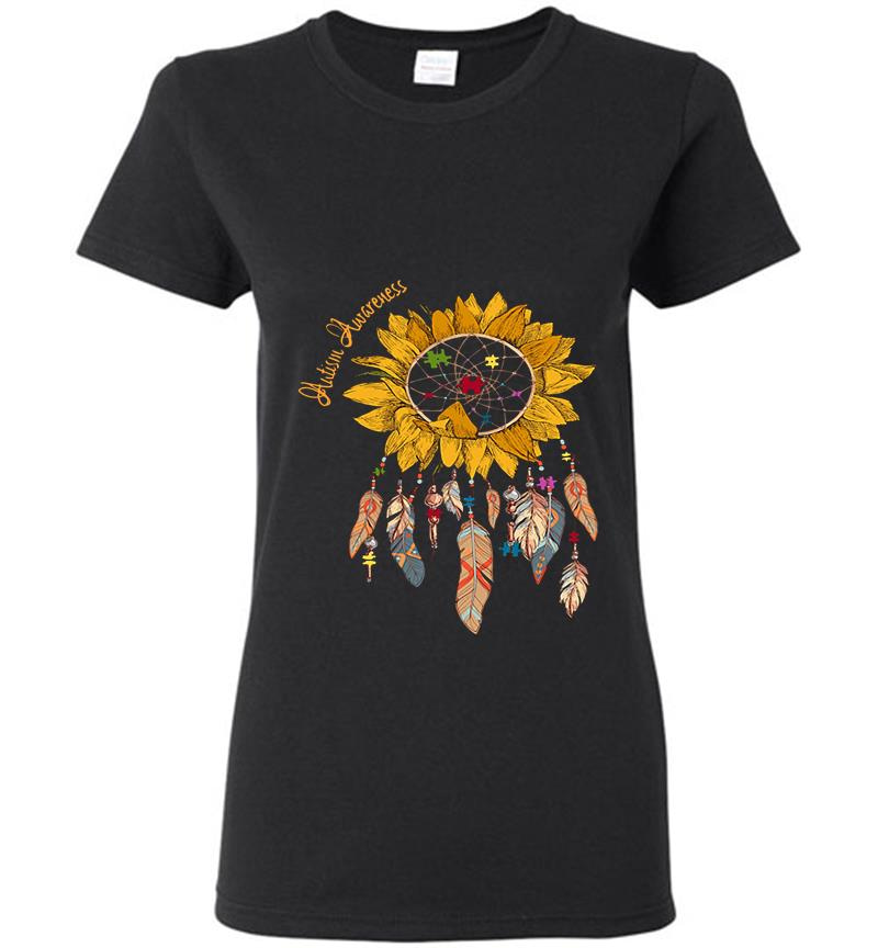 Autism Awareness Sunflower Dream Catchers Womens T-Shirt
