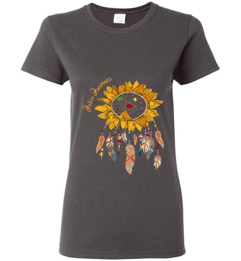 Inktee Store - Autism Awareness Sunflower Dream Catchers Womens T-Shirt Image
