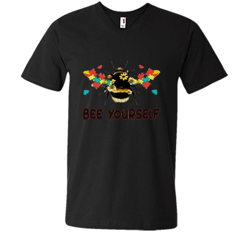 Autism Flower Bee Yourself V-Neck T-Shirt