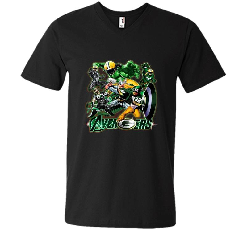 Avengers Endgame Green Bay Packers V-Neck T-Shirt