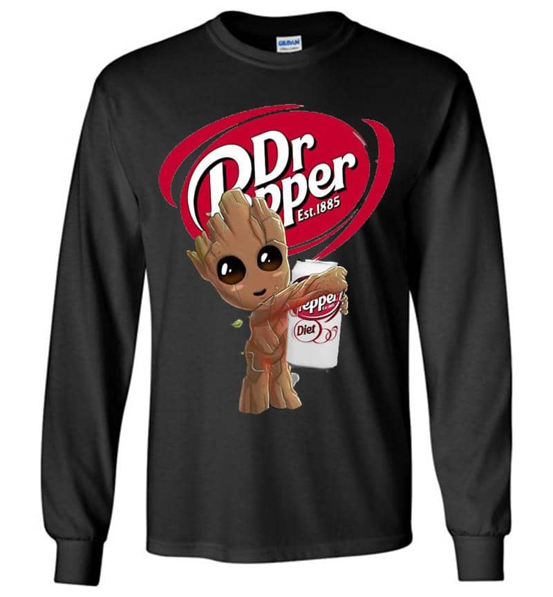 Baby Groot Vs Dr Pepper Long Sleeve T-Shirt
