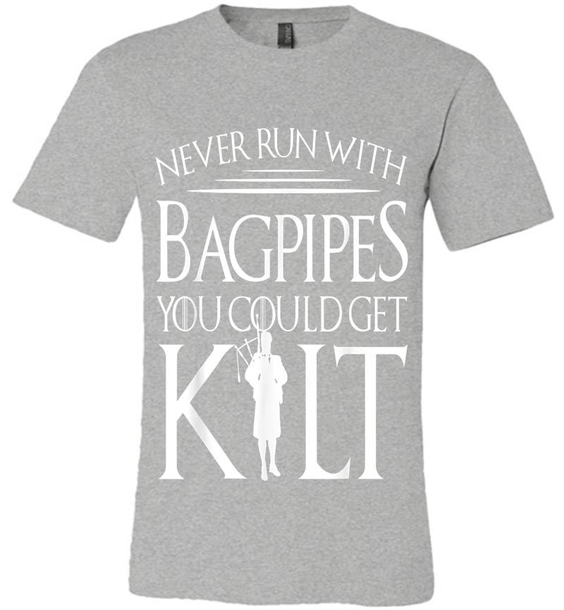 Inktee Store - Bagpipe Design Never Run Get Kilt Scottish Premium T-Shirt Image