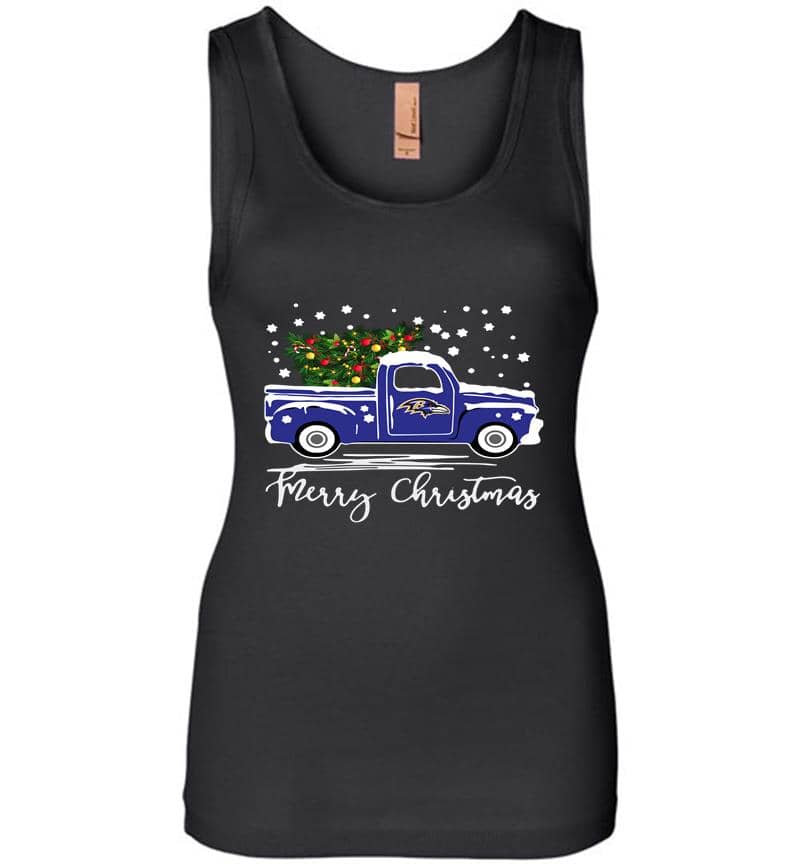 Baltimore Ravens Truck Merry Christmas Tree Womens Jersey Tank Top