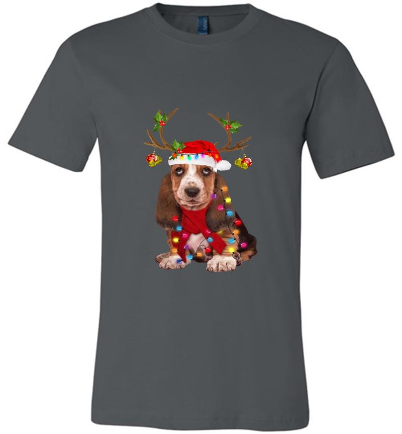 Basset Hound Reindeer Santa Christmas Premium T-Shirt