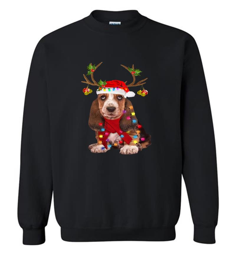 Basset Hound Reindeer Santa Christmas Sweatshirt