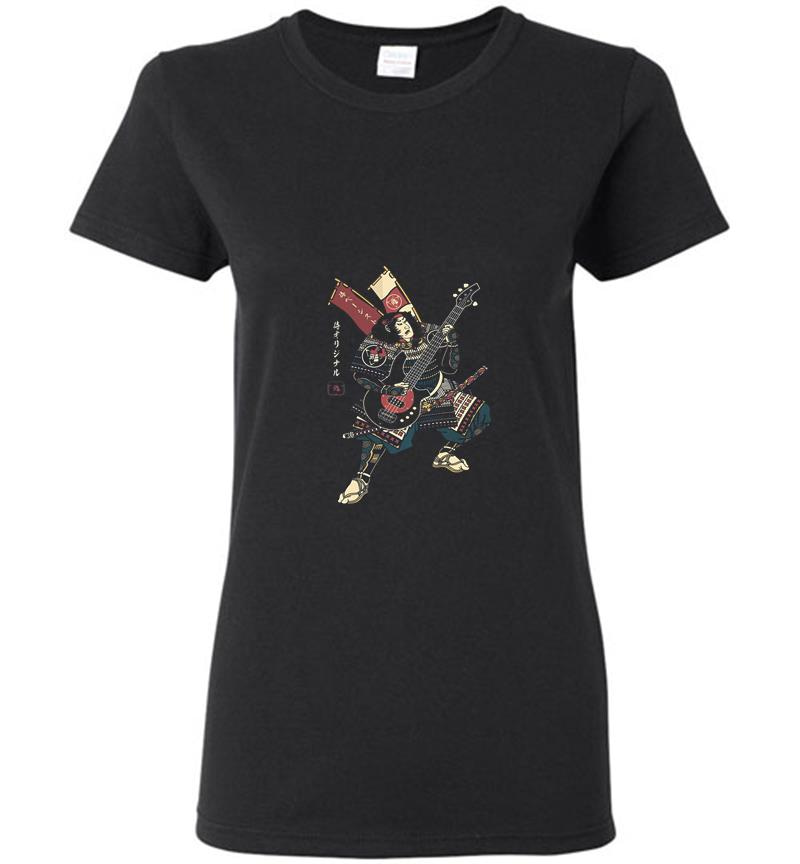 Bassist Samurai Play Guitar Womens T-Shirt