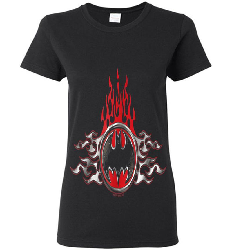 Batman Sl Flames Logo Womens T-Shirt
