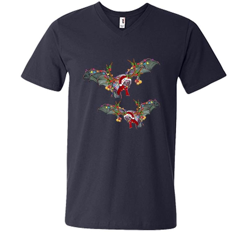 Inktee Store - Bats Santa Christmas V-Neck T-Shirt Image